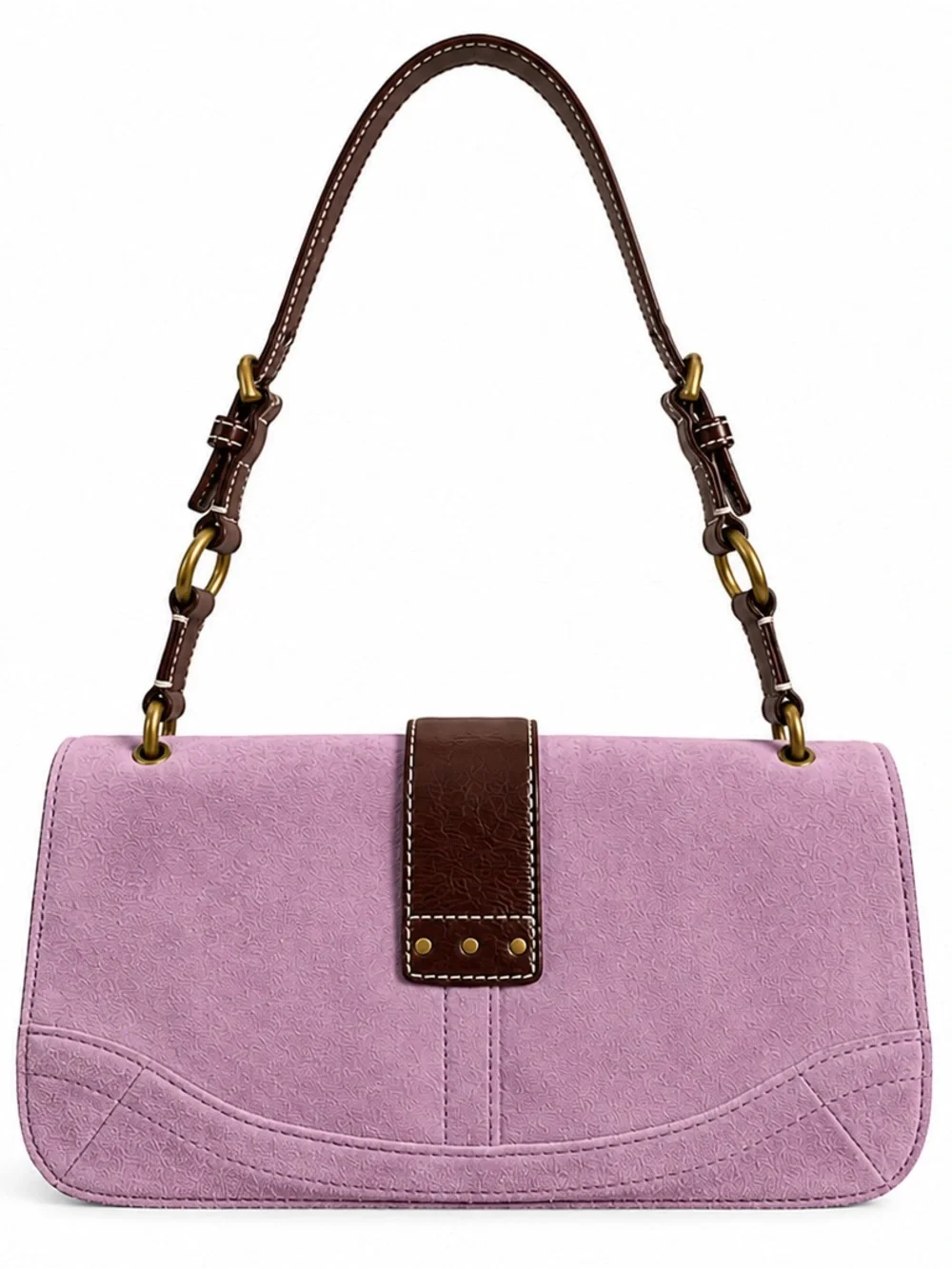 Coach Lilac Shoulder Bag with Brown Leather Strap
